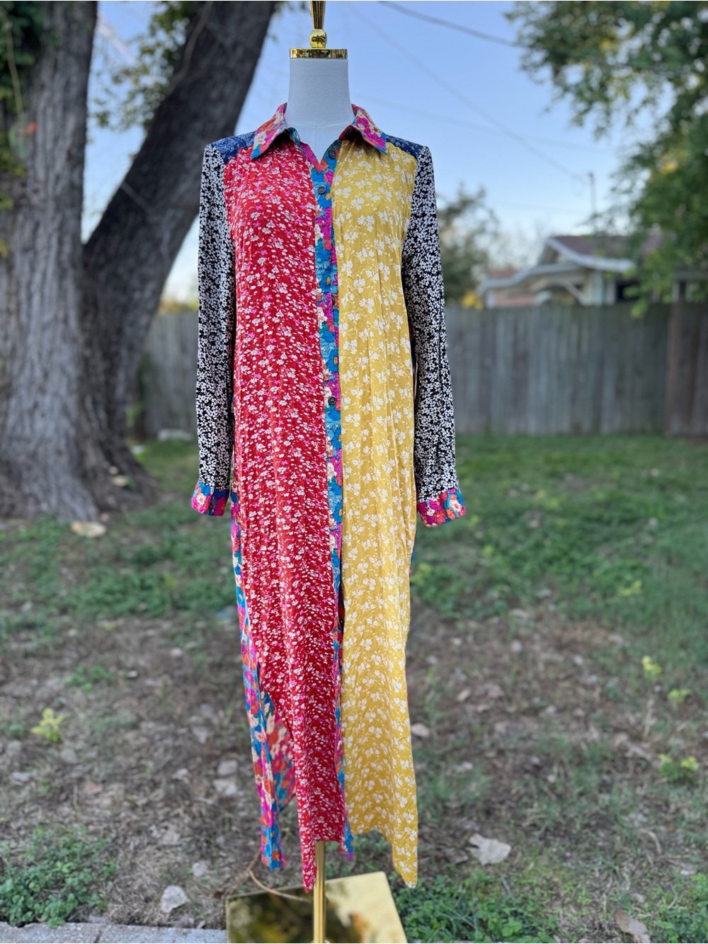 Y2K Mixed Print Floral Patchwork Duster